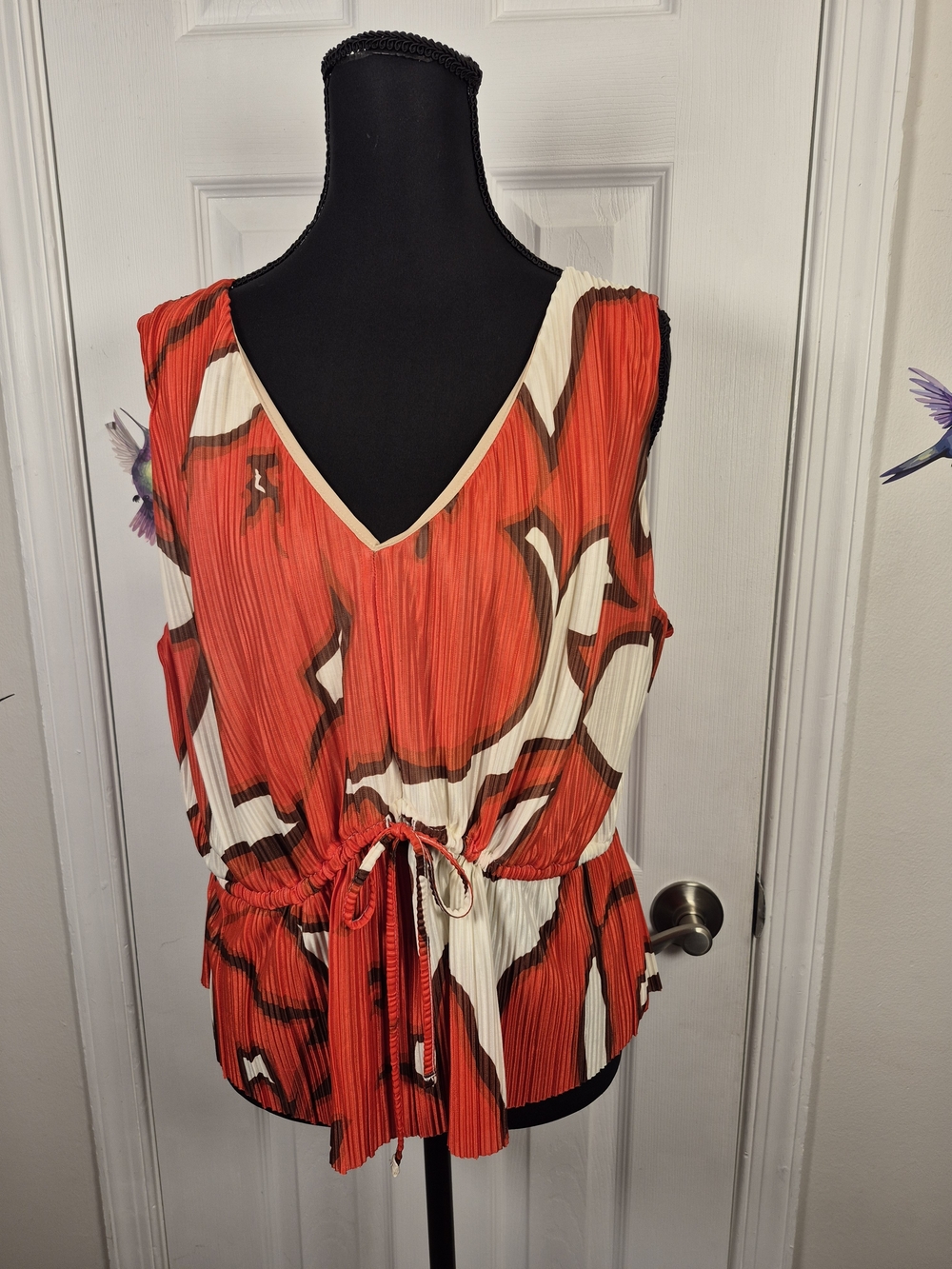 ​Nine West Plissé Pleated Two Piece Set Floral Wide Leg Palazzo Pants Boho Large - Picture 5 of 8
